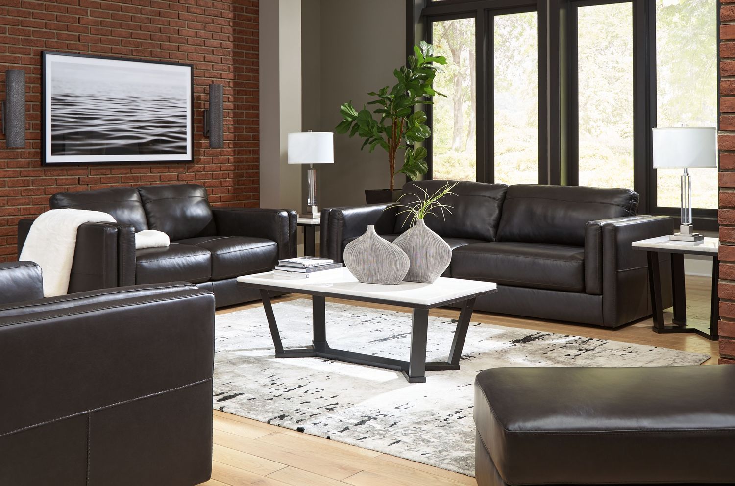 Amiata - Onyx - 4 Pc. - Sofa, Loveseat, Chair And A Half, Ottoman