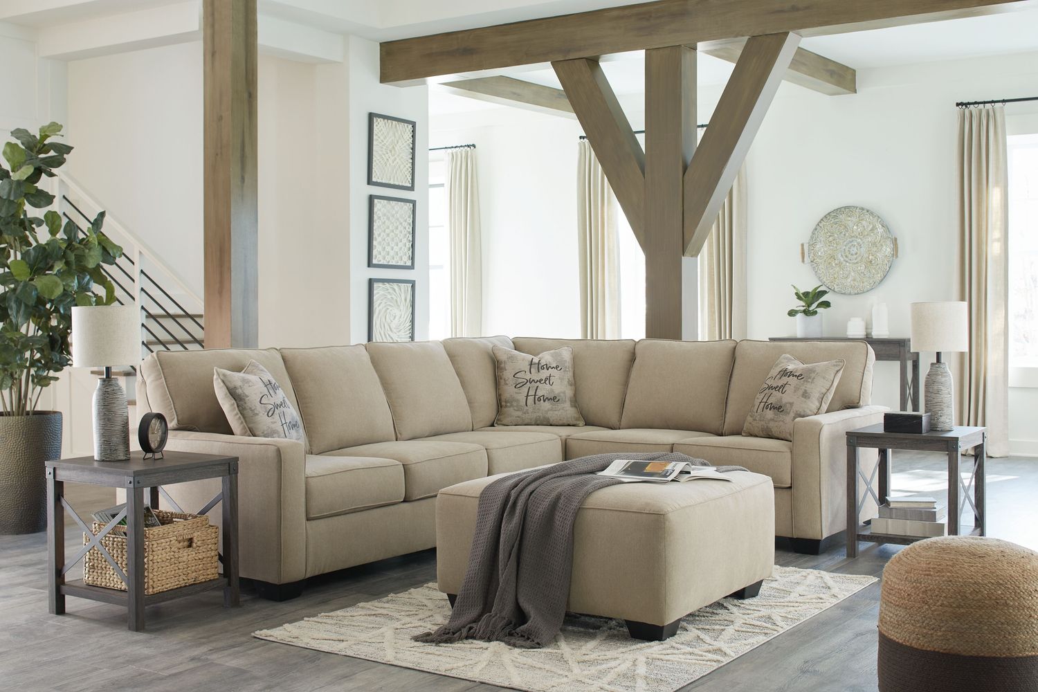 Lucina - Quartz - 4 Pc. - Corner Loveseat 3 Pc Sectional, Ottoman