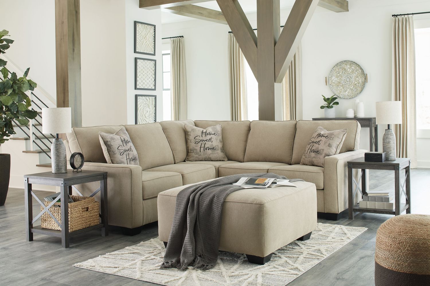 Lucina - Quartz - 3 Pc. - Corner Loveseat 2 Pc Sectional, Ottoman