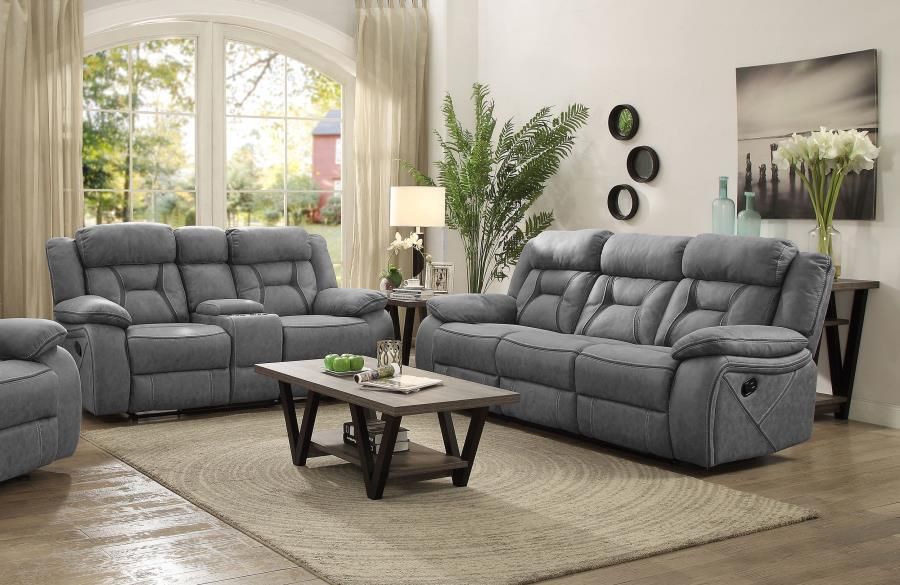 Higgins - 2 Piece Upholstered Tufted Living Room Set - Gray