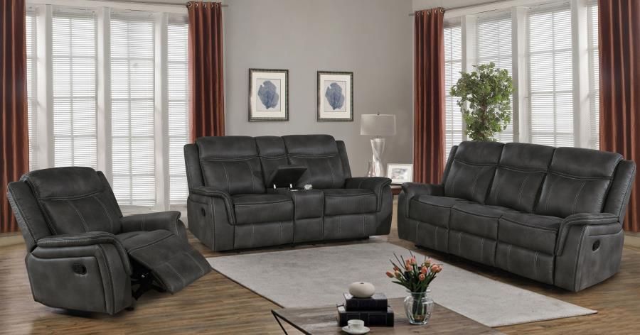 Lawrence - 3 Piece Upholstered Tufted Living Room Set - Charcoal