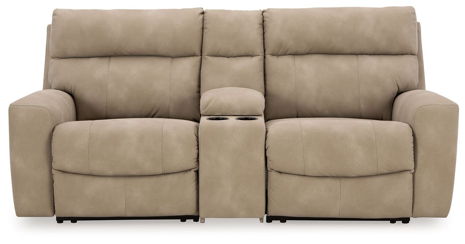 Next-gen Durapella - Sand - 3-Piece Power Reclining Sectional Loveseat With Console