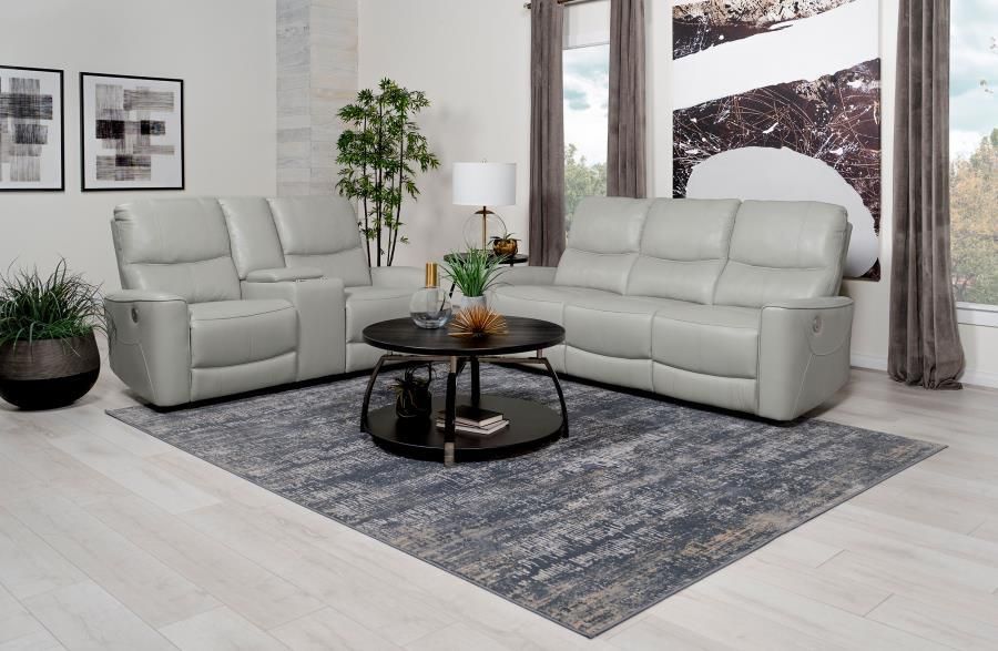 Greenfield - 2 Piece Upholstered Power Reclining Sofa Set - Ivory