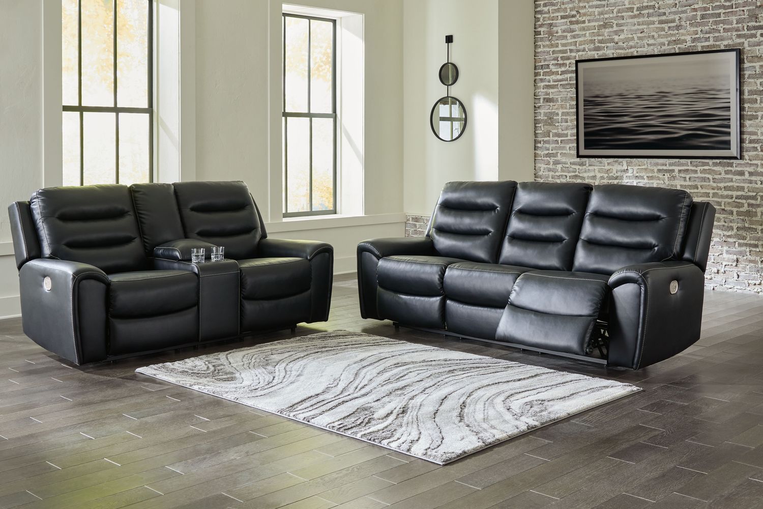 Warlin - Black - 2 Pc. - Power Reclining Sofa, Loveseat