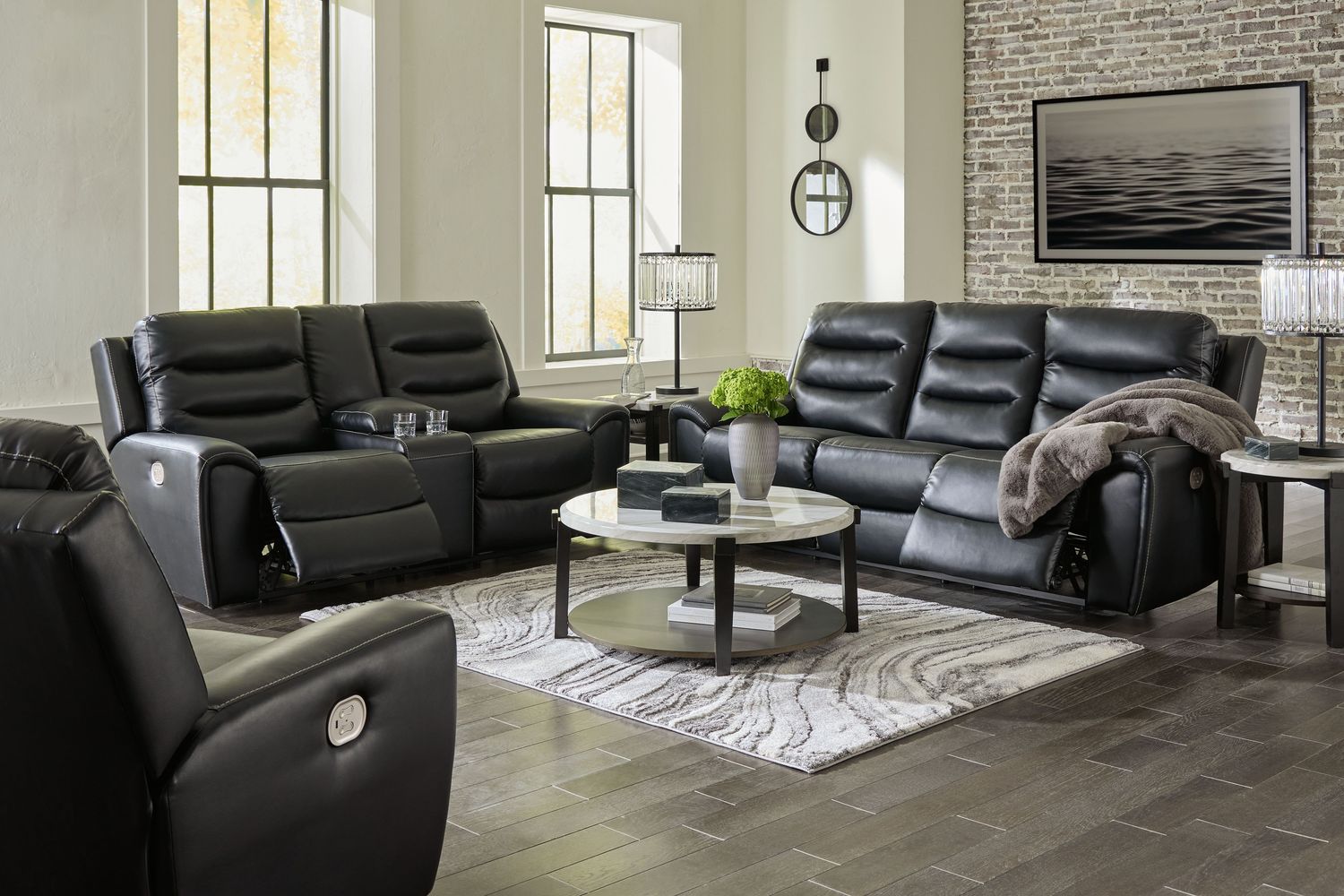 Warlin - Black - 3 Pc. - Power Reclining Sofa, Loveseat, Recliner