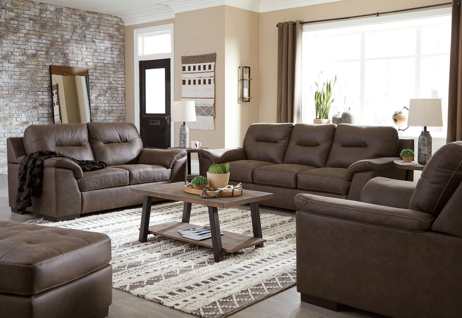 Maderla - Walnut - 4 Pc. - Sofa, Loveseat, Chair, Ottoman