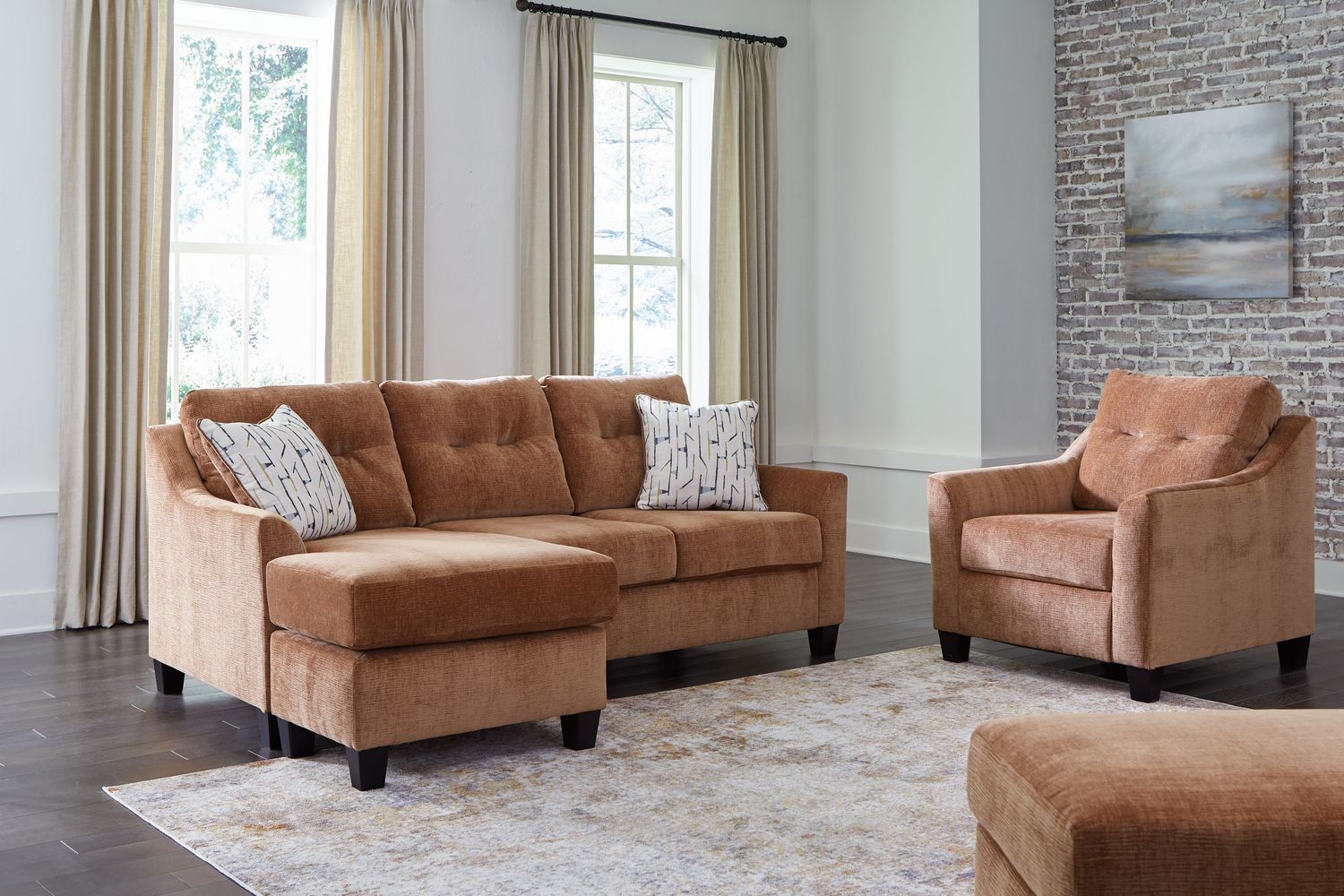 Amity Bay - Clay - 3 Pc. - Sofa Chaise, Chair, Ottoman