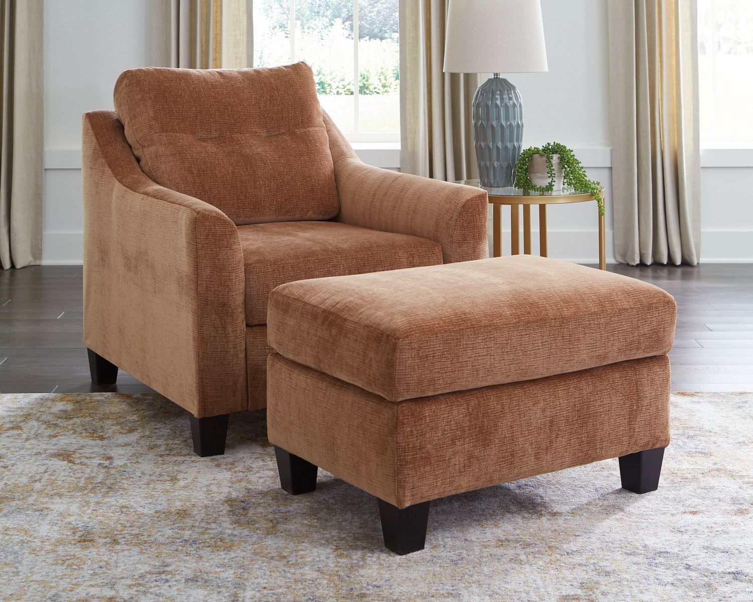 Amity Bay - Clay - 2 Pc. - Chair, Ottoman