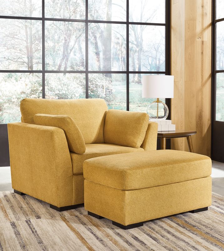 Keerwick - Sunflower - 2 Pc. - Chair And A Half, Ottoman