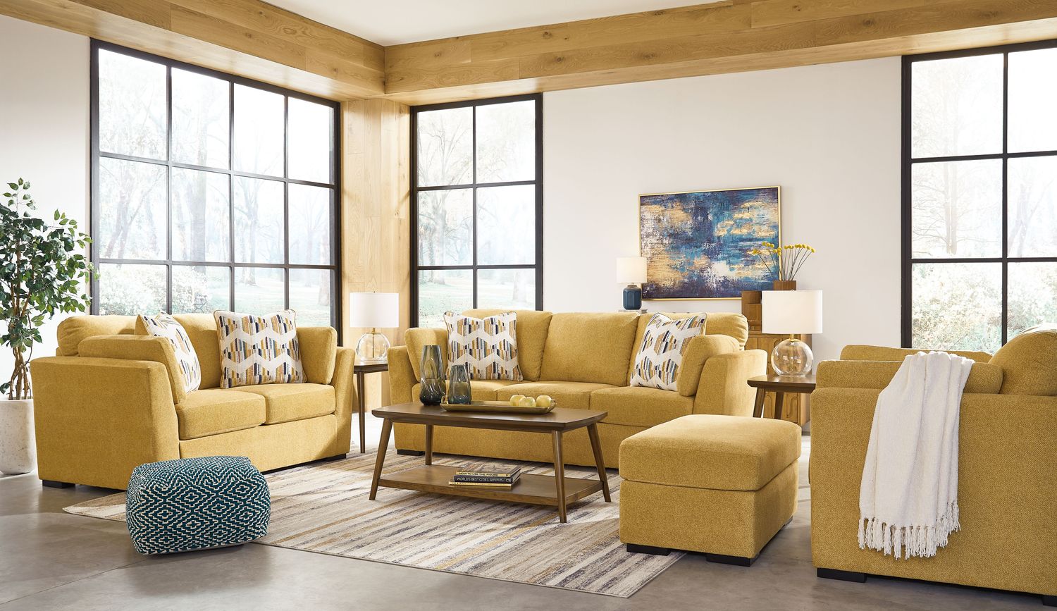 Keerwick - Sunflower - 4 Pc. - Sofa, Loveseat, Chair And A Half, Ottoman