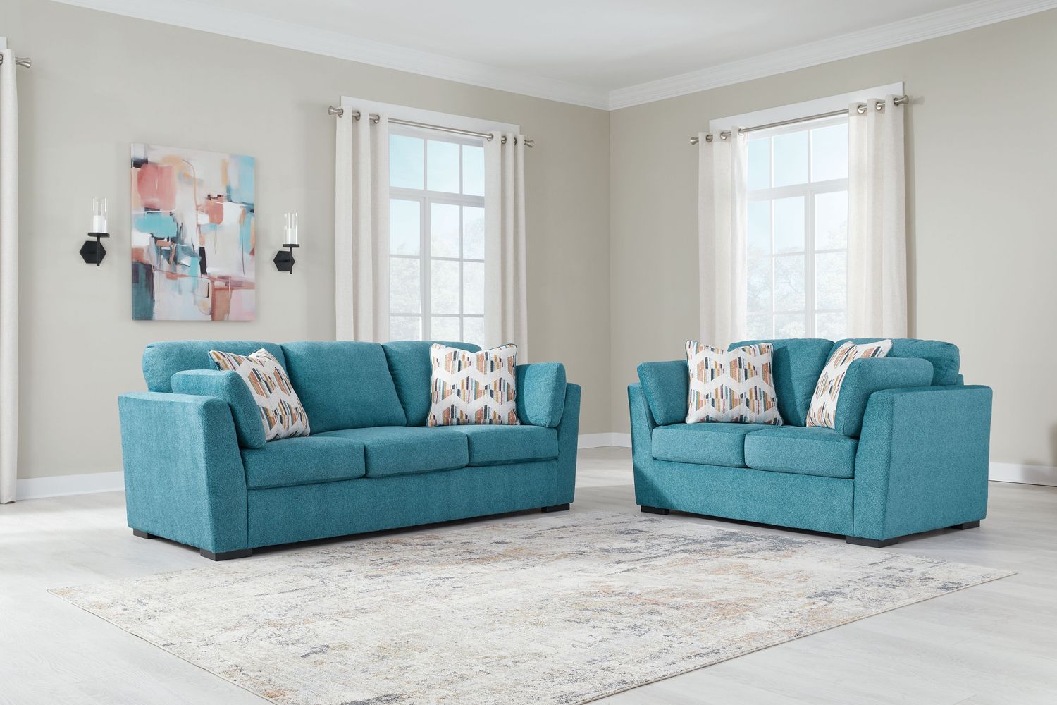 Keerwick - Teal - 2 Pc. - Sofa, Loveseat
