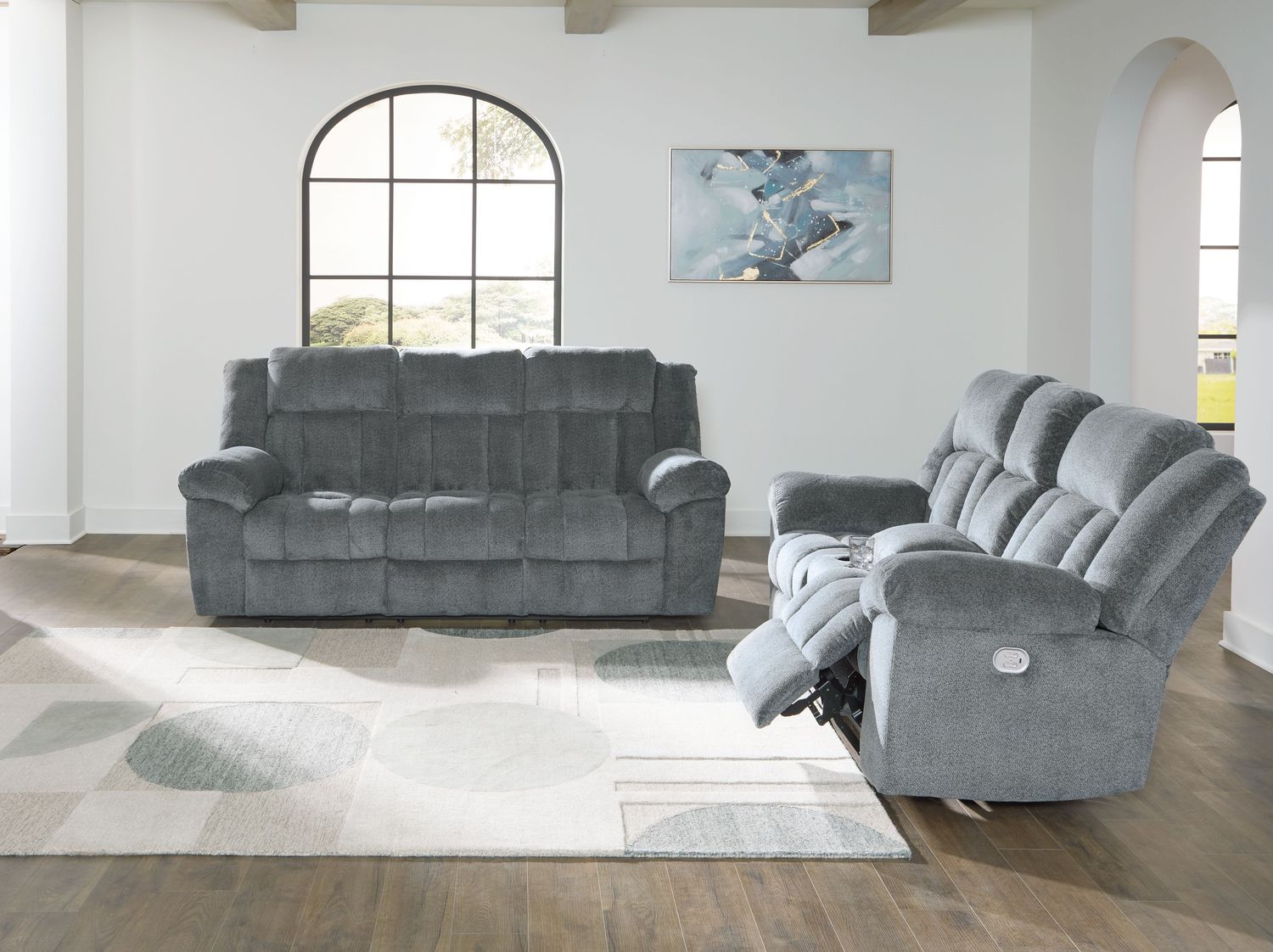 Tip-off - Slate - 2 Pc. - Power Reclining Sofa, Power Reclining Loveseat