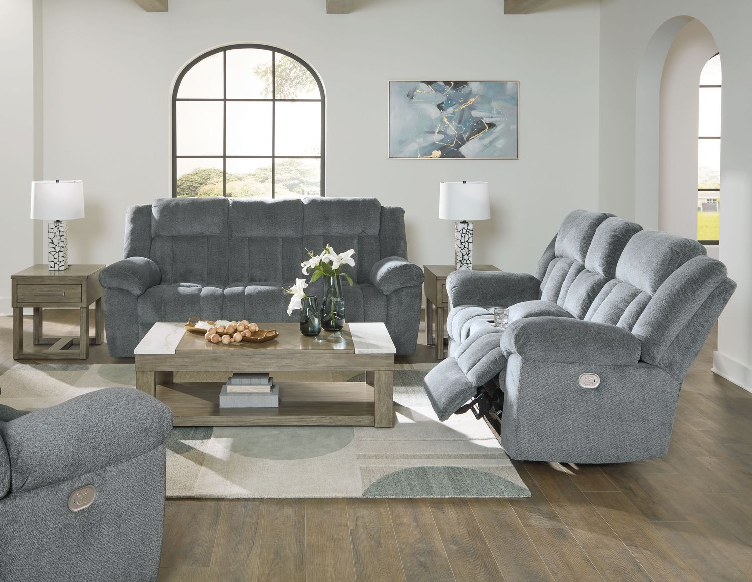 Tip-off - Slate - 3 Pc. - Power Reclining Sofa, Power Reclining Loveseat, Power Recliner