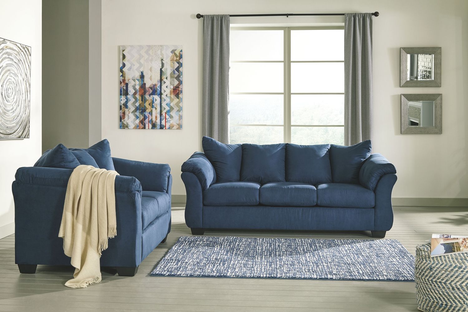 Darcy - Blue - 2 Pc. - Sofa, Loveseat