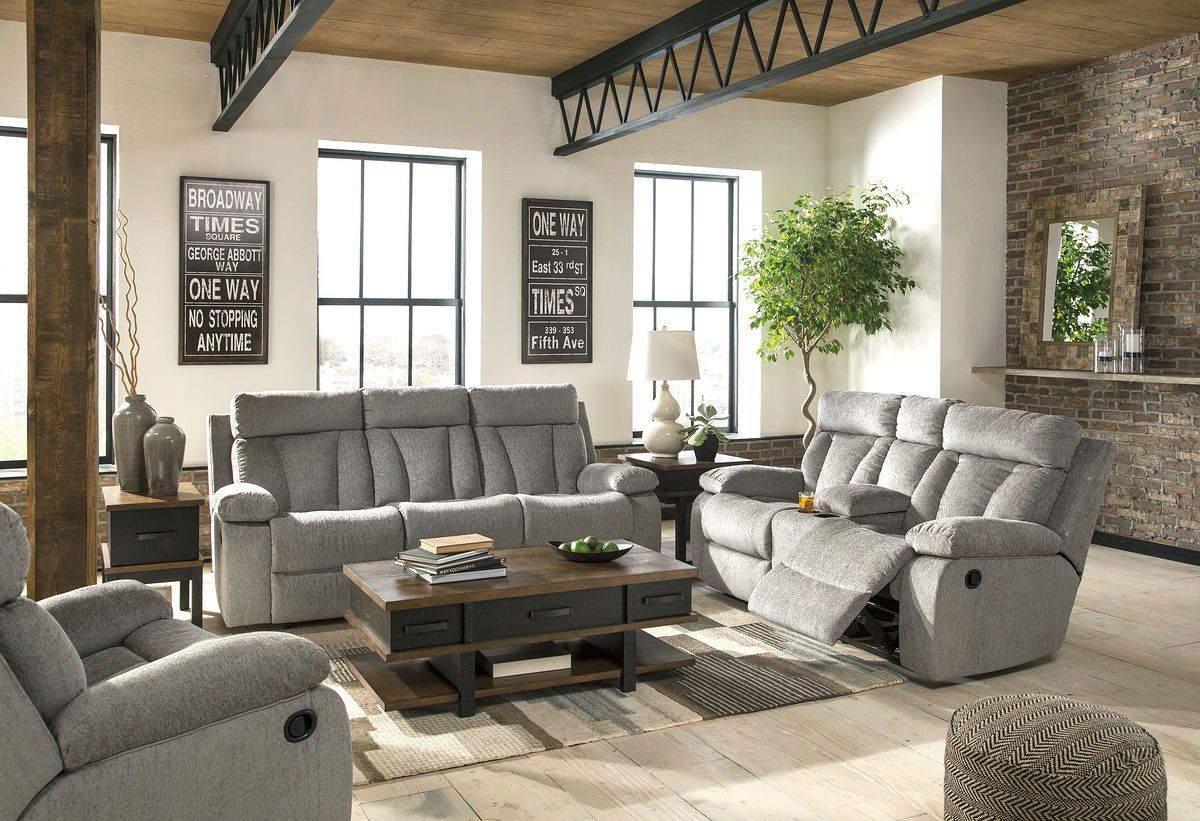 Mitchiner - Fog - 3 Pc. - Reclining Sofa, Loveseat, Rocker Recliner