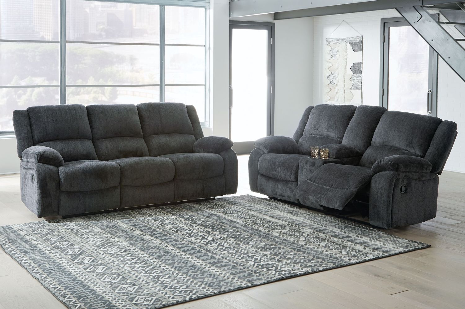 Draycoll - Dark Gray - 2 Pc. - Reclining Sofa, Loveseat