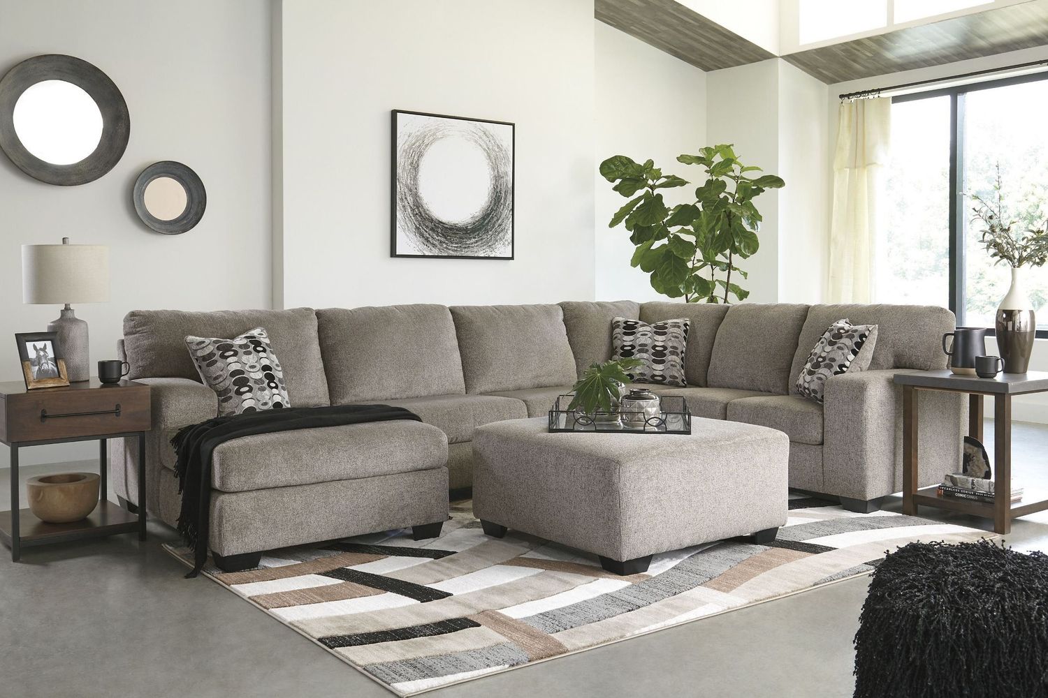 Ballinasloe - Platinum - 4 Pc. - Left Arm Facing Corner Chaise 3 Pc Sectional, Ottoman