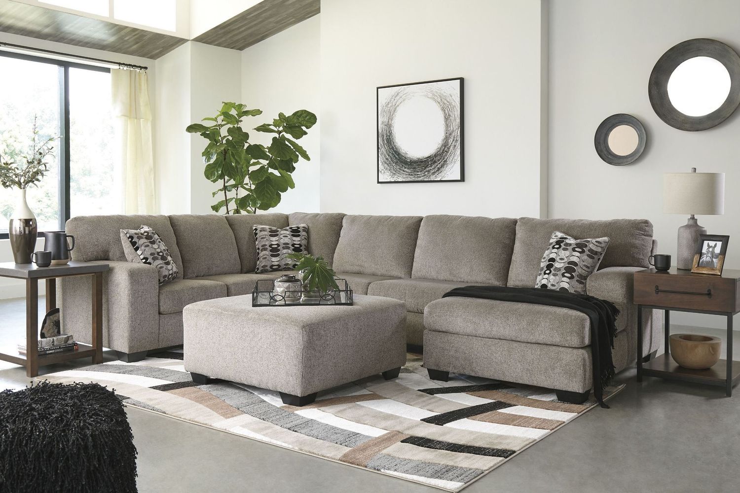 Ballinasloe - Platinum - Right Arm Facing Corner Chaise 3 Pc Sectional