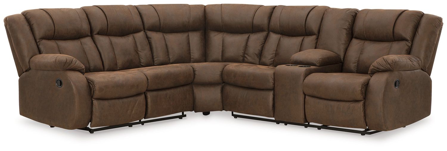 Trail Boys - Walnut - 2-Piece Reclining Sectional With Raf Reclining Loveseat With Console