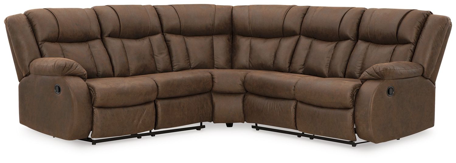 Trail Boys - Walnut - 2-Piece Reclining Sectional With Raf Reclining Loveseat