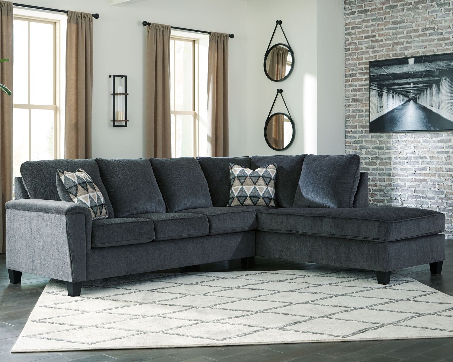 Abinger - Smoke - Right Arm Facing Chaise Sleeper 2 Pc Sectional