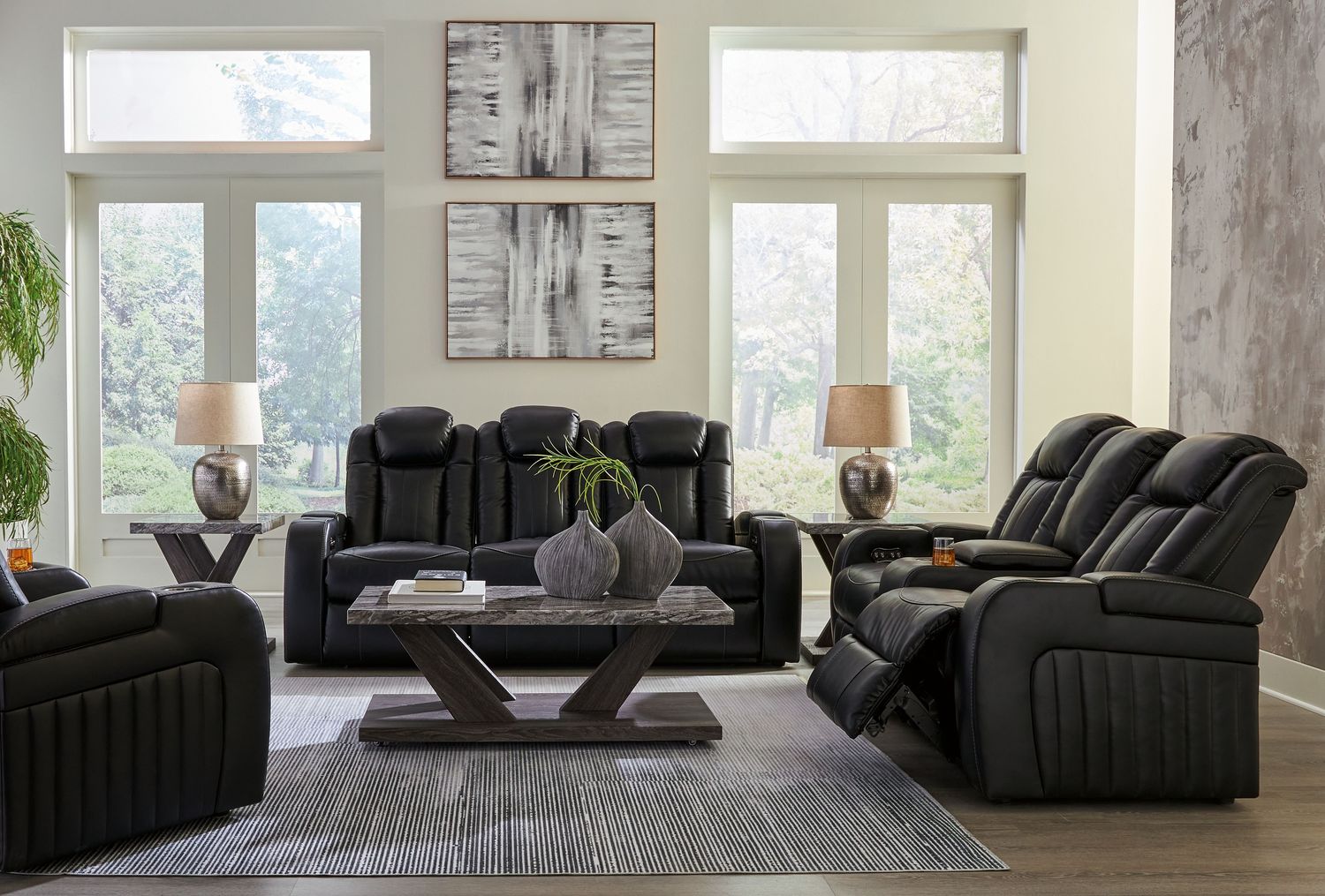 Caveman Den - Midnight - 3 Pc. - Power Reclining Sofa, Power Reclining Loveseat, Power Recliner