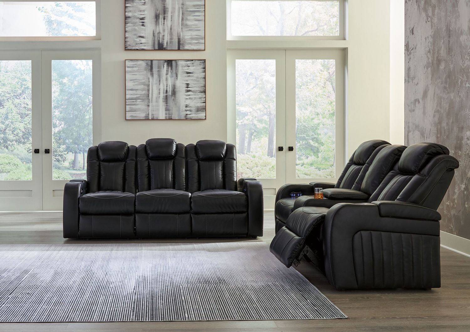 Caveman Den - Midnight - 2 Pc. - Power Reclining Sofa, Power Reclining Loveseat