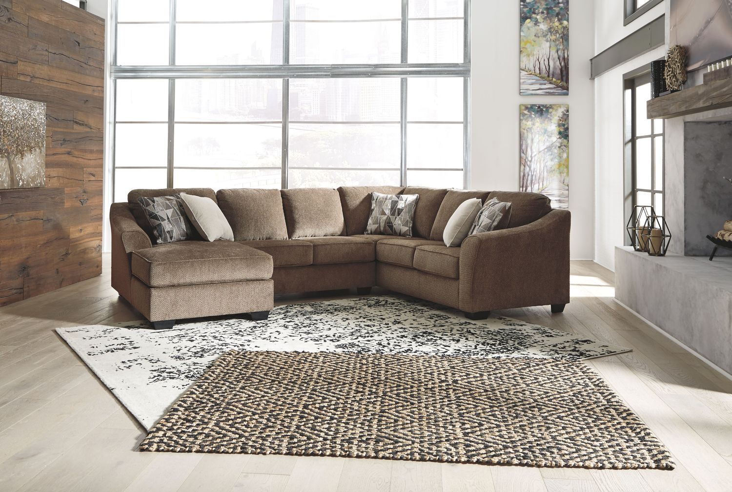 Graftin - Teak - Left Arm Facing Corner Chaise 3 Pc Sectional