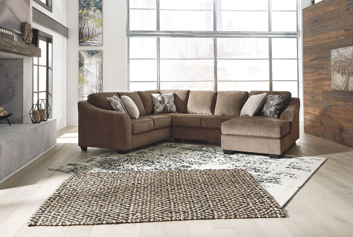 Graftin - Teak - Right Arm Facing Corner Chaise 3 Pc Sectional