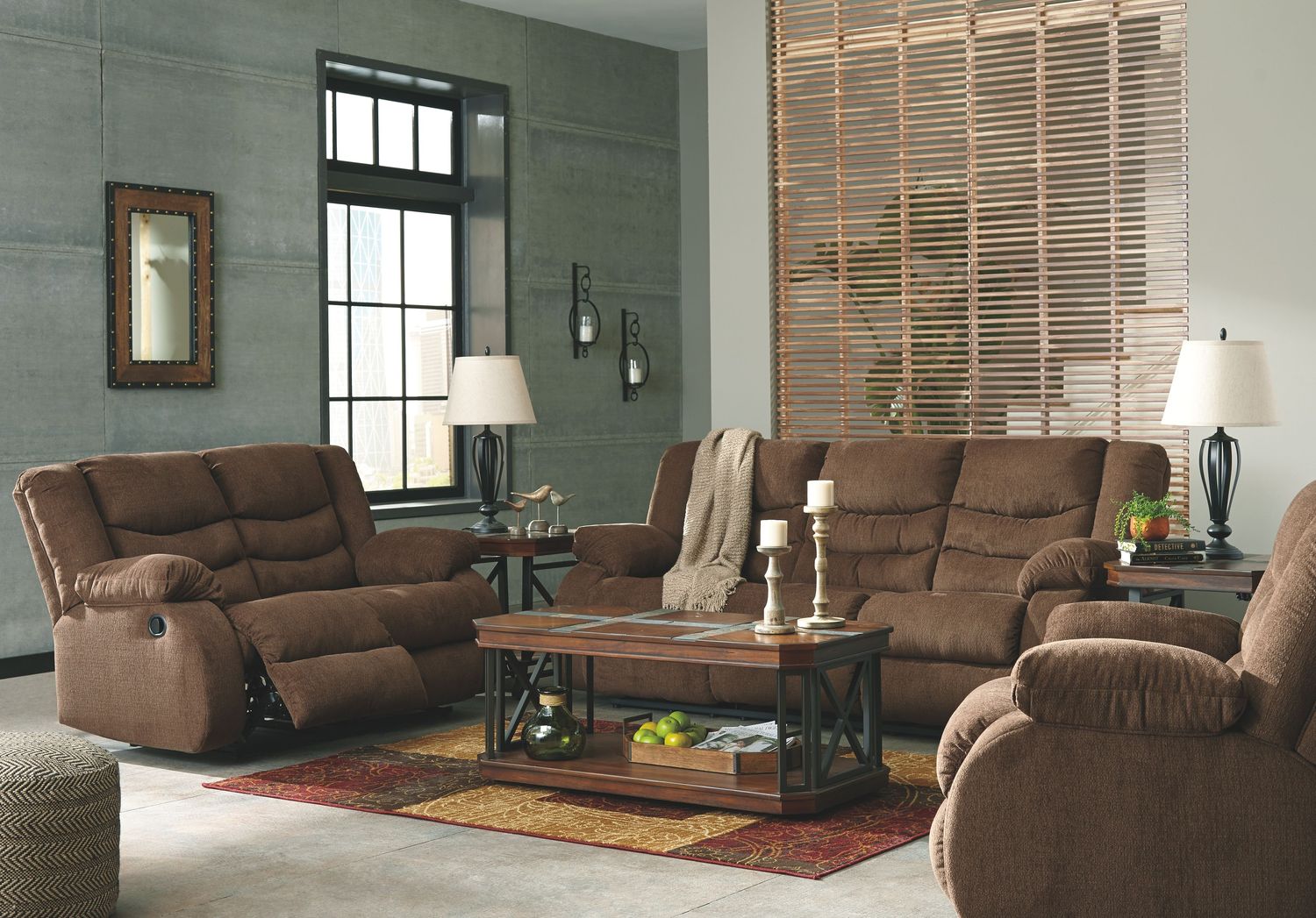 Tulen - Chocolate - 3 Pc. - Reclining Sofa, Loveseat, Rocker Recliner