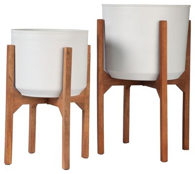 Dorcey - White / Brown - Planter Set (Set of 2)