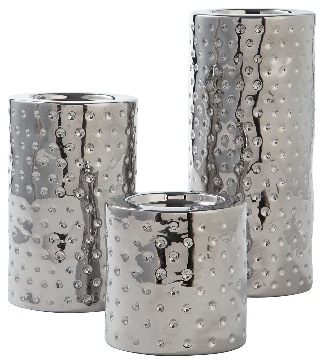 Marisa - Silver Finish - Candle Holder Set (Set of 3)