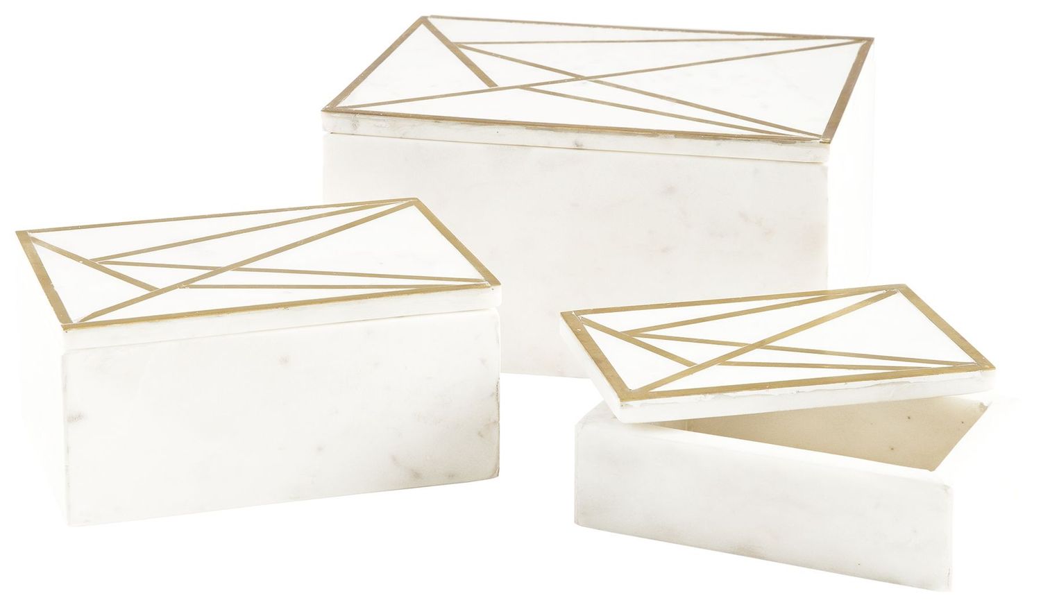 Ackley - White / Brass Finish - Box Set (Set of 3)