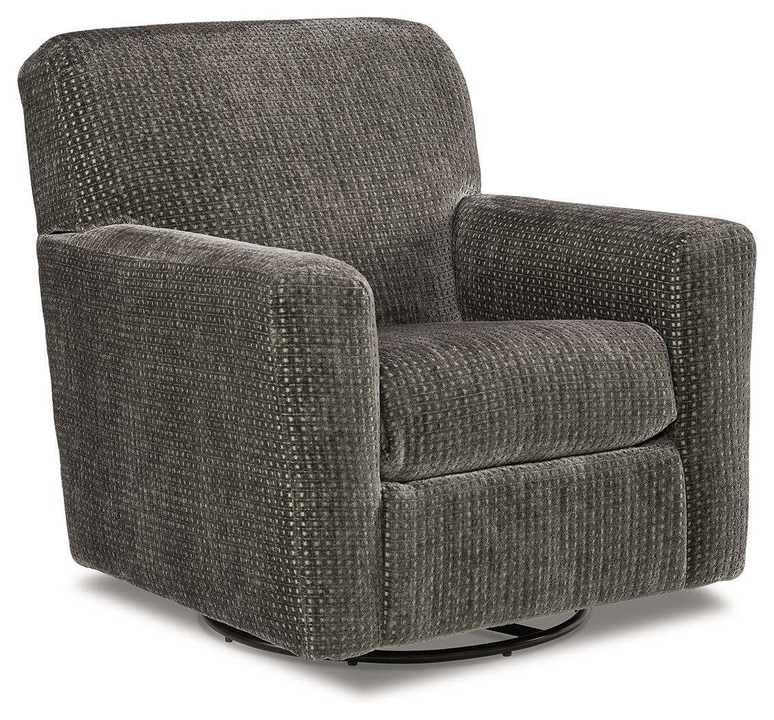 Herstow - Charcoal - Swivel Glider Accent Chair