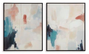 Caldish - Blue / White / Pink - Wall Art Set (Set of 2)