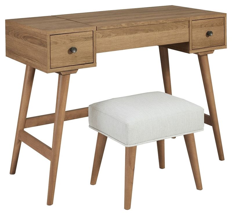 Thadamere - Light Brown - Vanity/uph Stool (Set of 2)