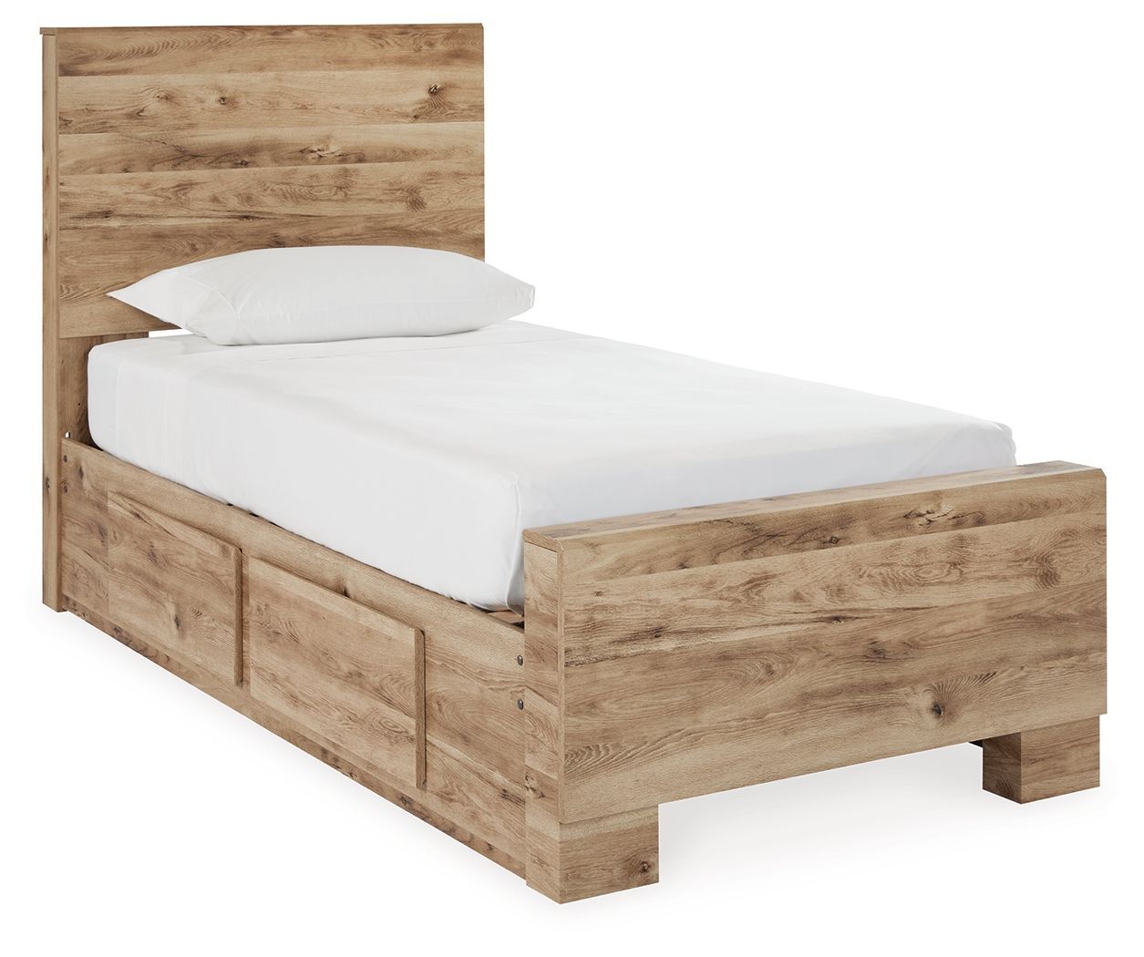 Hyanna - Tan - Twin Panel Bed With 1 Side Storage