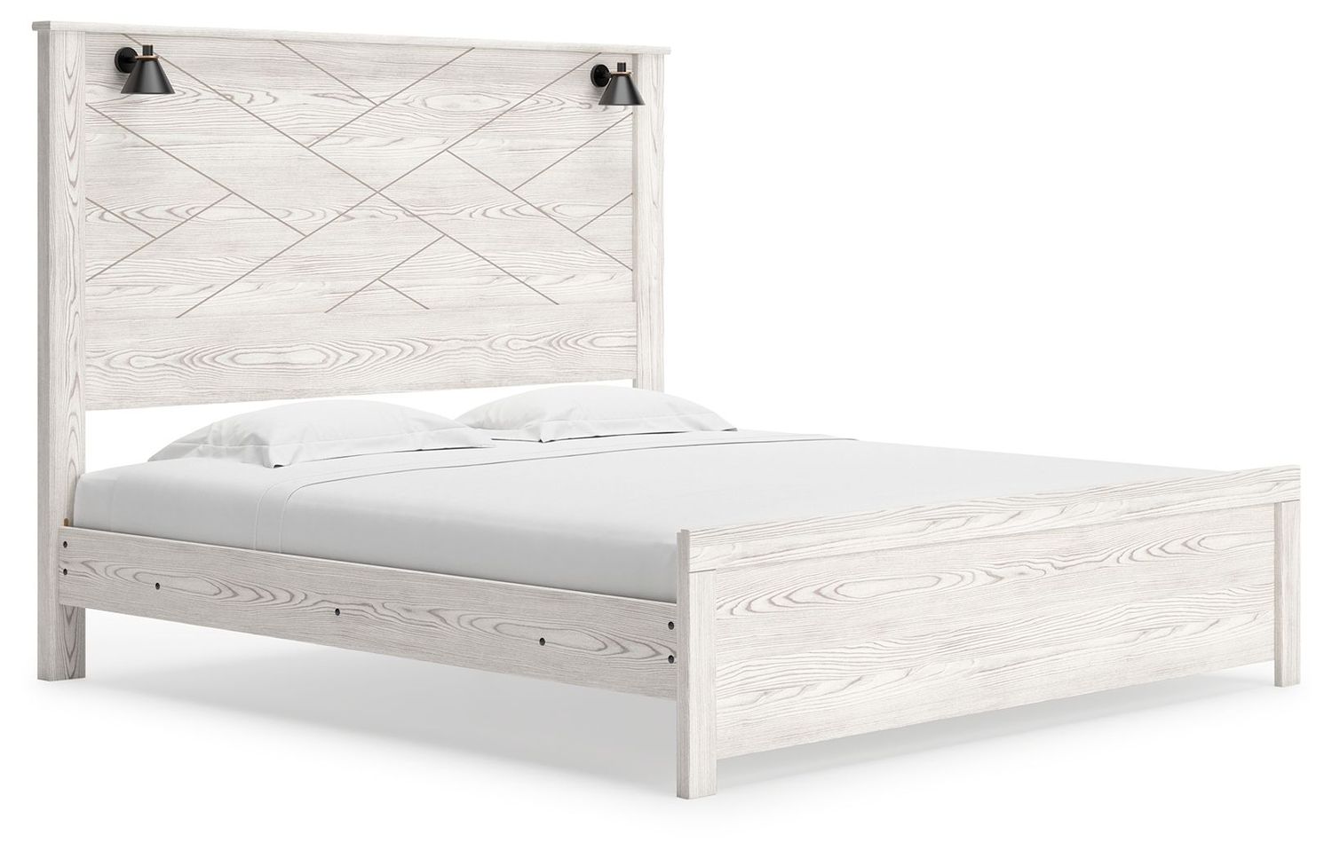 Gerridan - White - King Panel Bed With Sconces