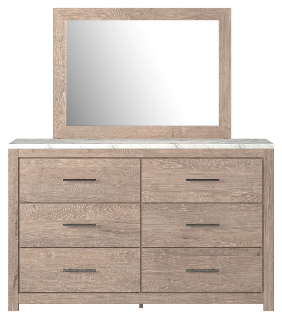 Senniberg - Light Brown / White - Dresser, Mirror