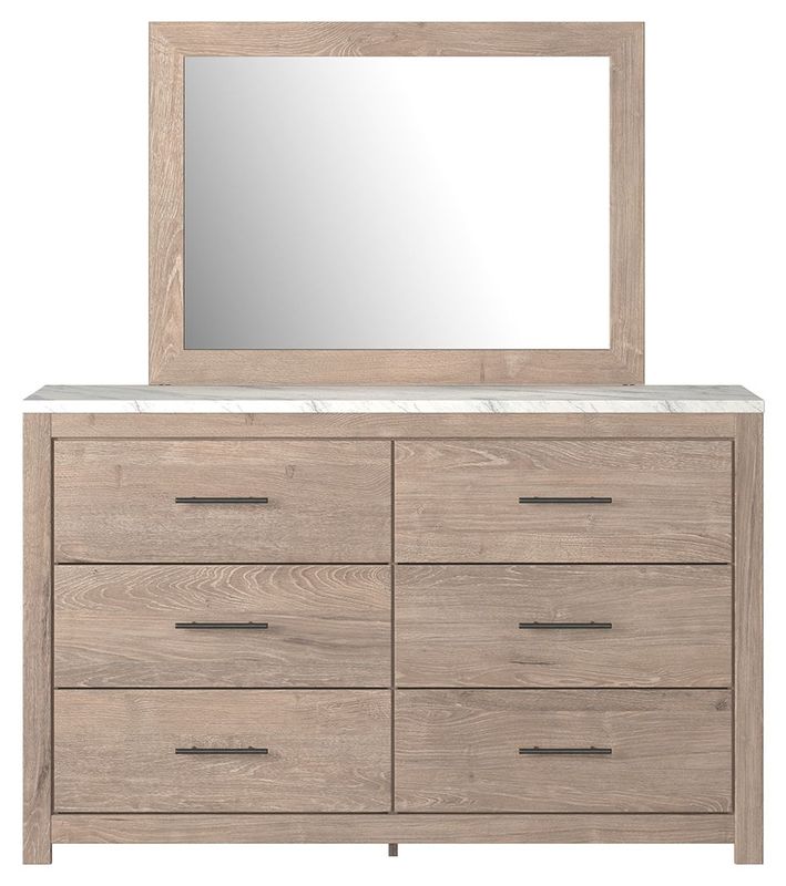 Senniberg - Light Brown / White - Dresser, Mirror