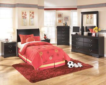 Huey - Black - Twin Sleigh Headboard
