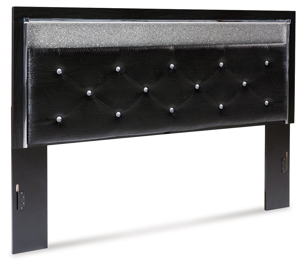 Kaydell - Black - King/Cal King Uph Panel Headboard - Glitter Details