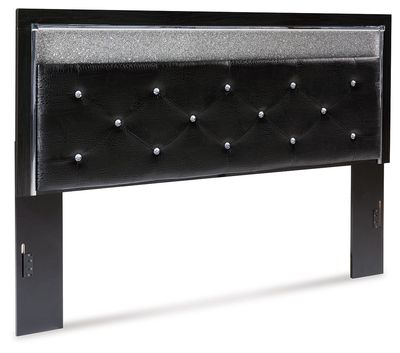 Kaydell - Black - King/Cal King Uph Panel Headboard - Glitter Details