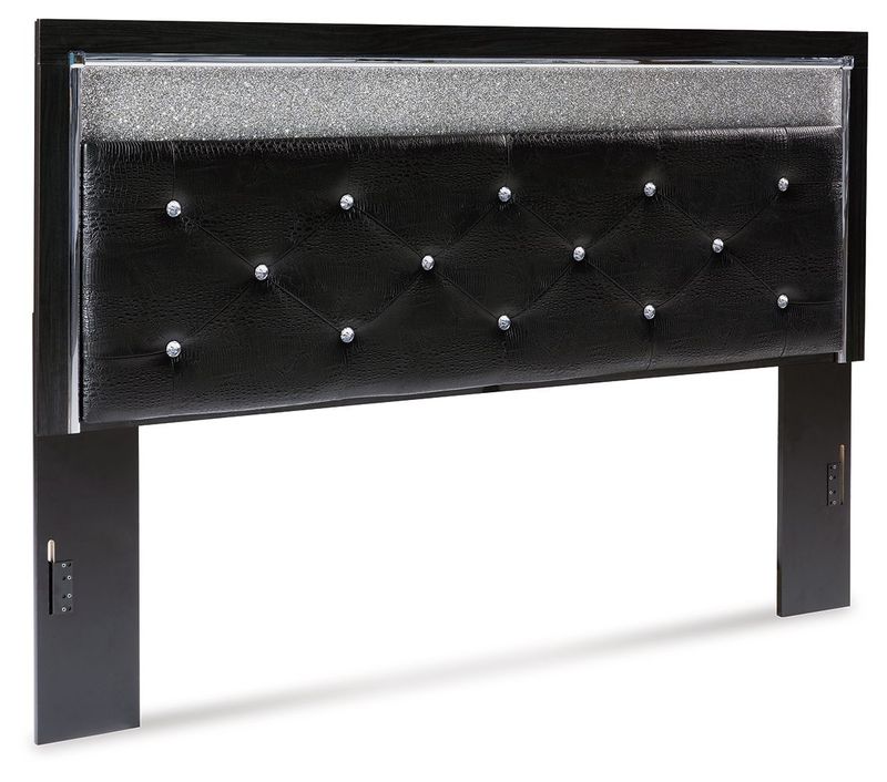 Kaydell - Black - King/Cal King Uph Panel Headboard - Glitter Details