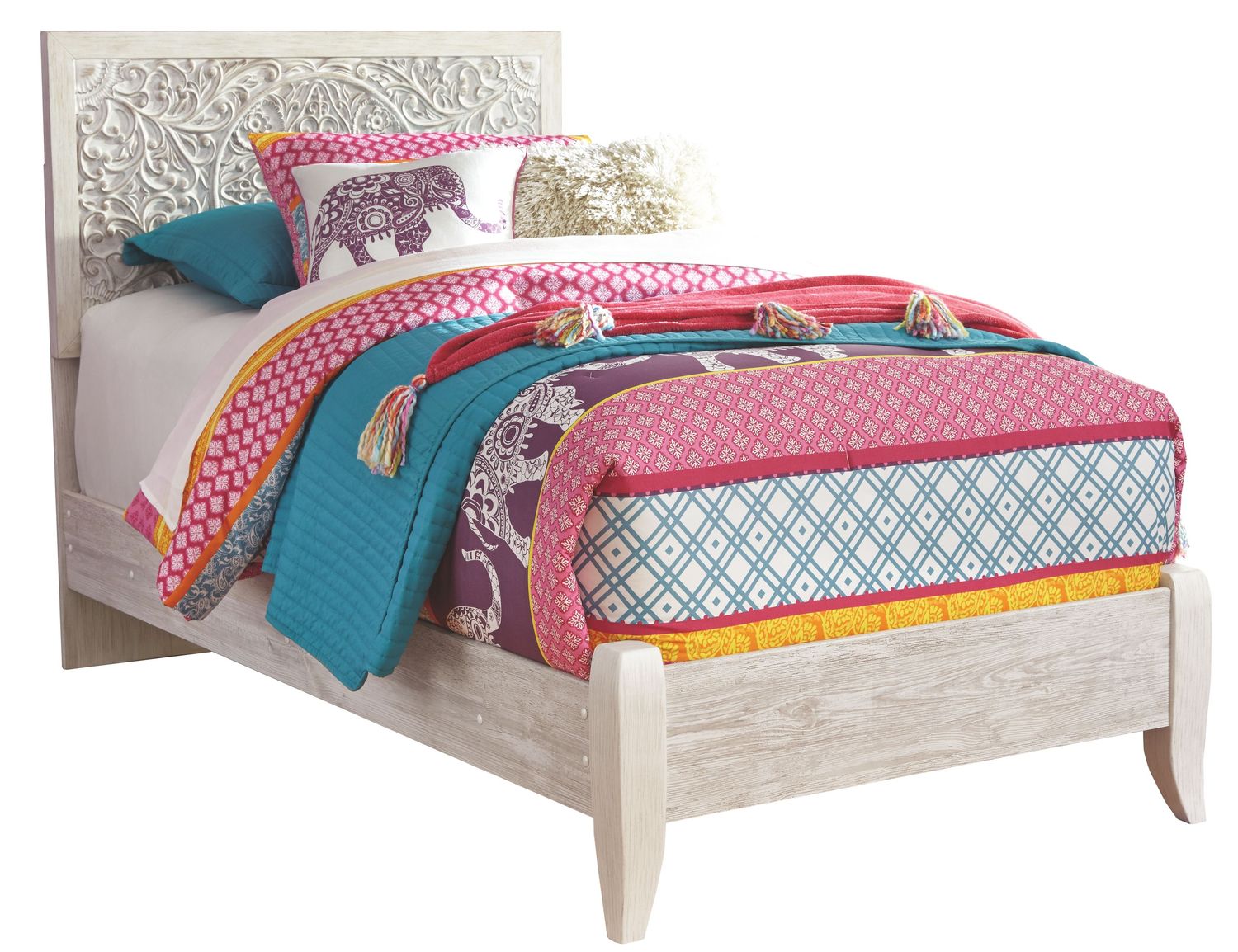 Paxberry - White Wash - Twin Panel Bed
