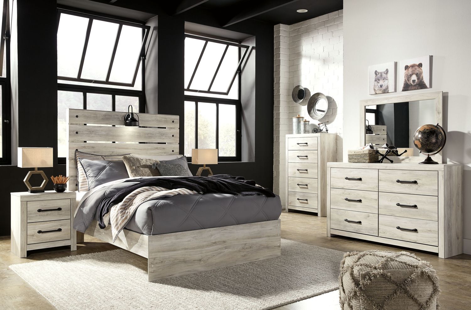 Cambeck - Whitewash - 6 Pc. - Dresser, Mirror, Chest, Full Panel Bed