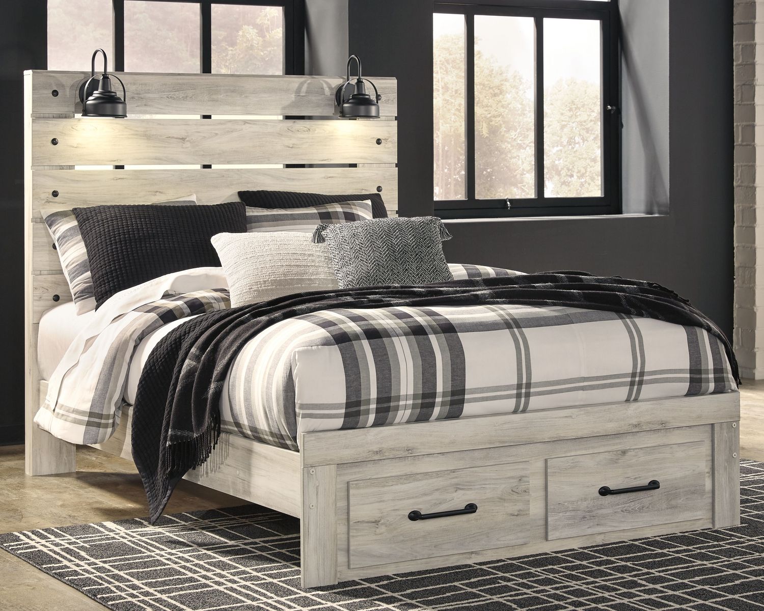 Cambeck - Whitewash - Queen Panel Bed With 2 Storage Drawers