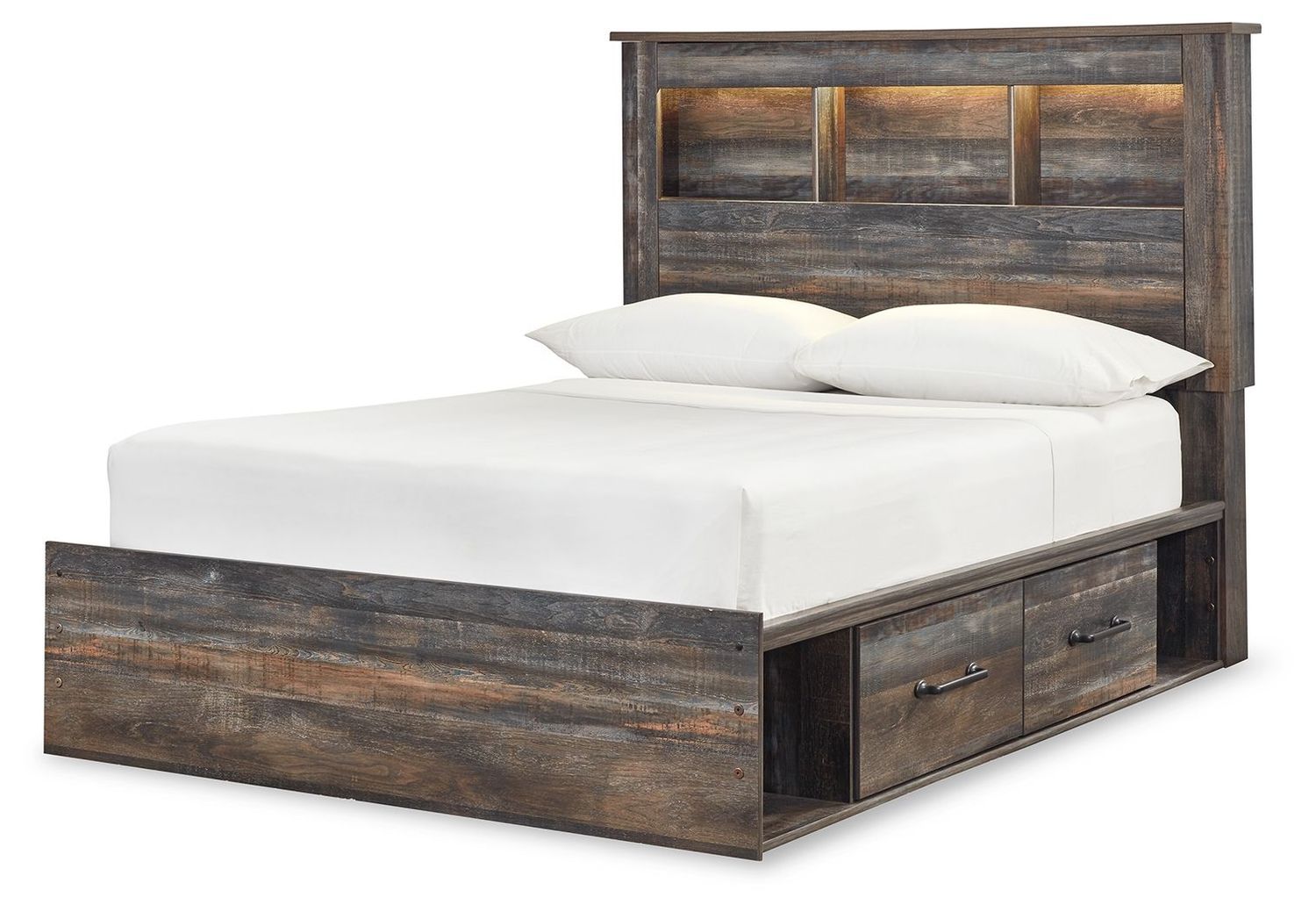 Drystan - Multi - Full Bookcase Bed With 4 Storage Drawers