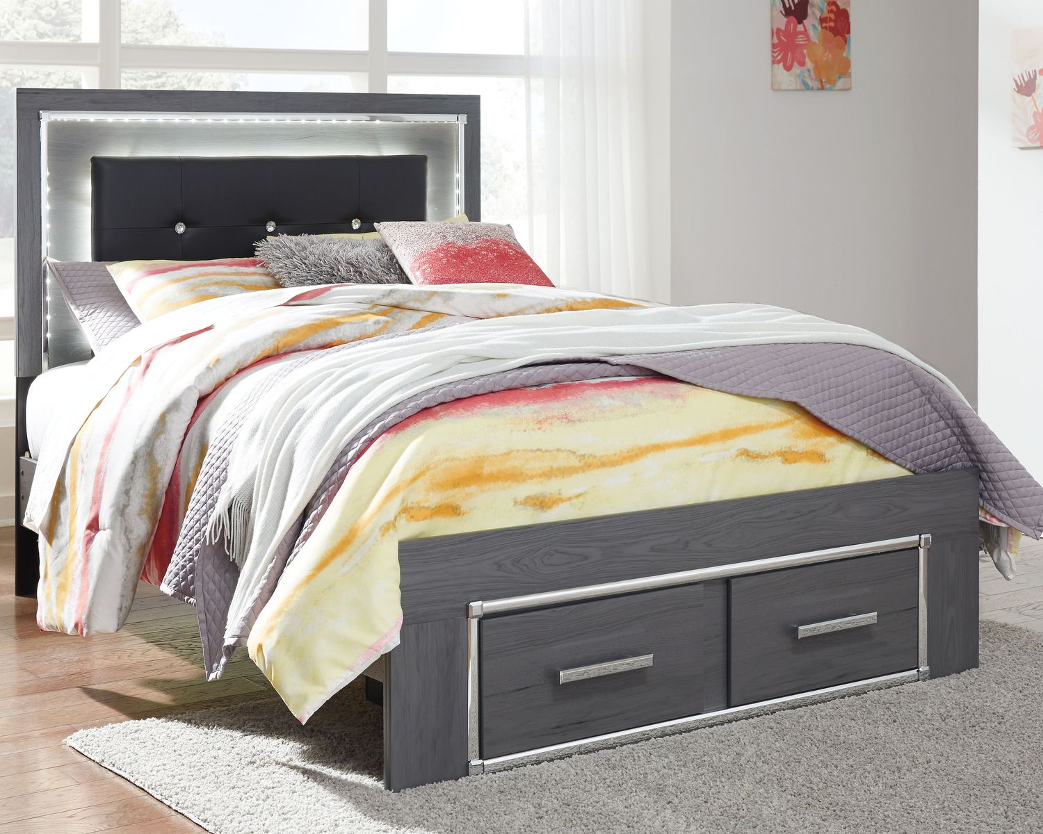 Lodanna - Gray - Full Panel Bed With Storage