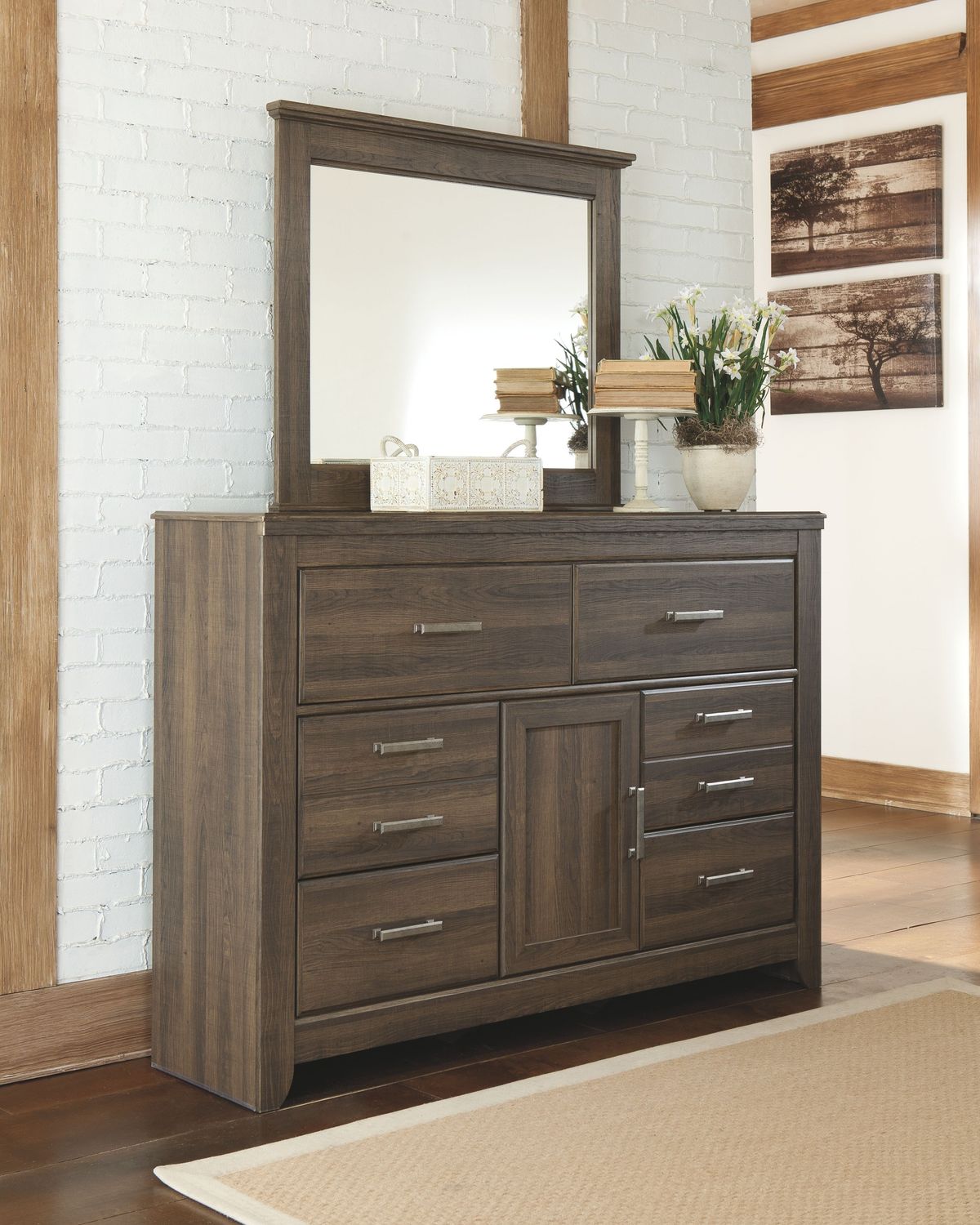 Juararo - Dark Brown - Dresser, Mirror